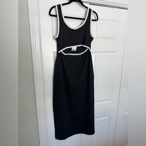 H&M Black and Cream Midi Dress